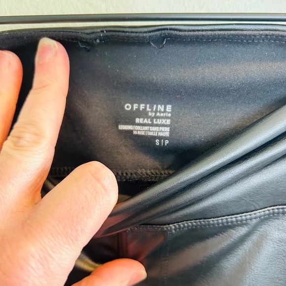OFFLINE by Aerie Real Luxe Faux Leather High Rise Legging Size Small Black - Picture 4 of 9